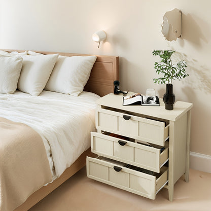Nachtkast – Nachtkastje – Bedkast – Opbergkast – Bijzetkast – Massief Hardhout – 3 Ruime Lades – Natuurlijke Houtkleur – 68,5 cm Hoog
