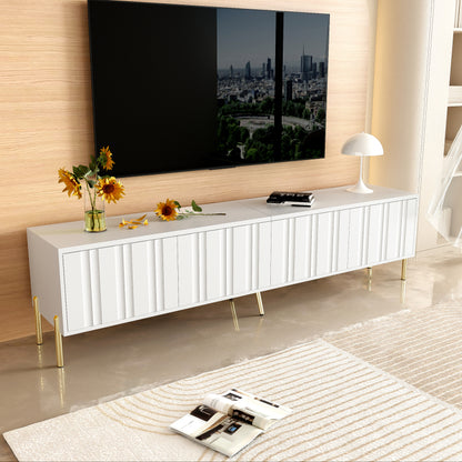 Tv Meubel – Tv Kast – Tv Dressoir – Mediameubel – Tv Meubel Wit – 190 cm Lang – Goudkleurige Pootjes – Softclose Groefde Deuren