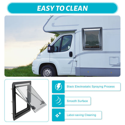 Camperraam – Camper Uitzetraam – Caravan Raam – Motorhome Raam – Schuifraam – 45x50 cm – Aluminium Frame – Geïntegreerd Verduisteringsgordijn & Vliegenscherm