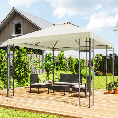 Tuinpaviljoen – Tuinoverkapping – Buitenverblijf – Terrasoverkapping – Crèmekleur – 3x3 Meter – UV30+ Bescherming – Duurzaam Metaalframe