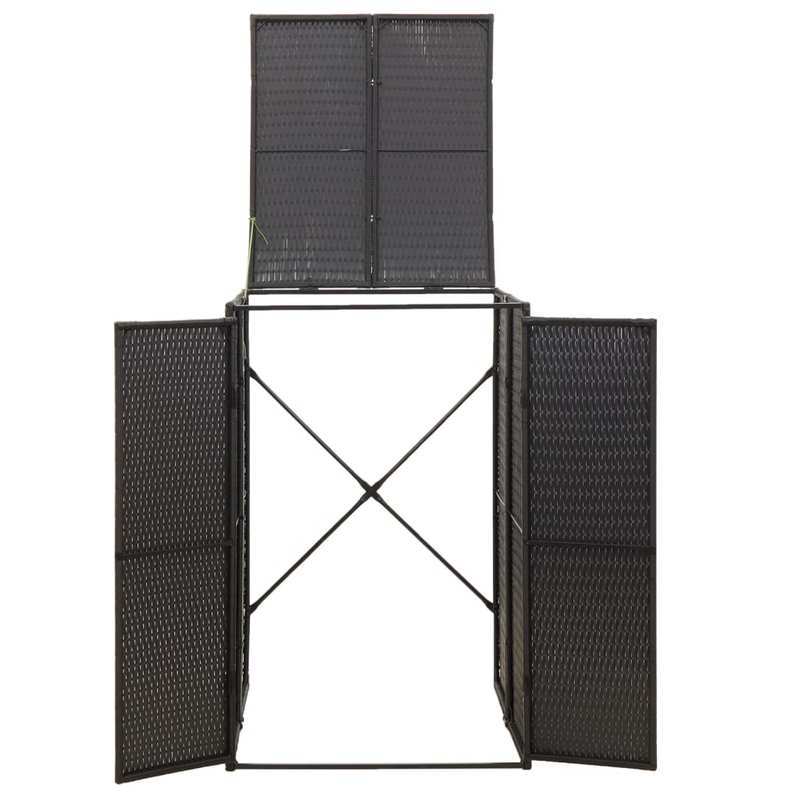 Prullenbak – Afvalbak – Vuilnisbak – Afvalemmer – Pedaalemmer – Zwarte Deksel – 70x80x117 cm – Metaal Met Polyrattan