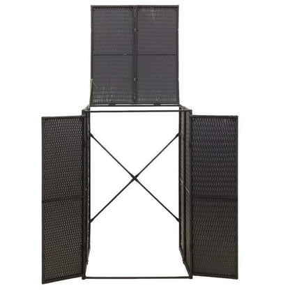 Prullenbak – Afvalbak – Vuilnisbak – Afvalemmer – Pedaalemmer – Zwarte Deksel – 70x80x117 cm – Metaal Met Polyrattan