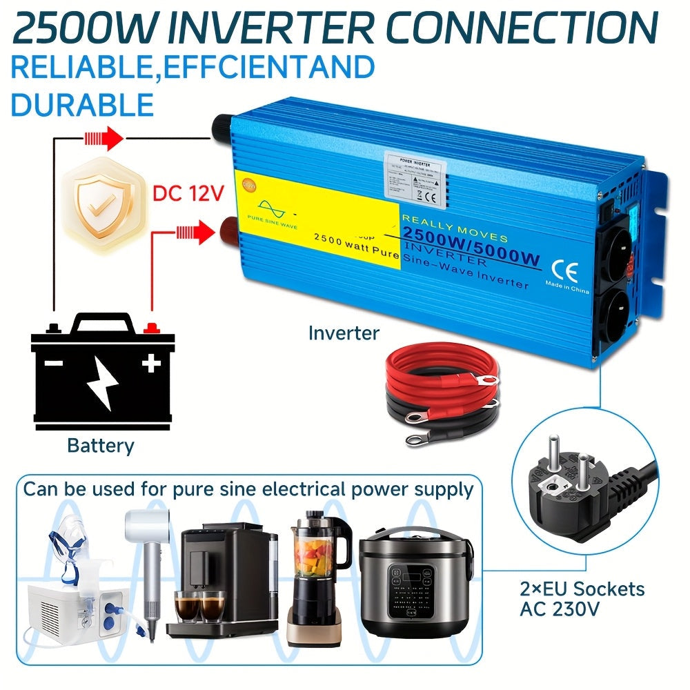 Omvormer – Stroomomzetter – Spanning Converter – Inverter – 2500W Continu Vermogen – 12V En 24V Input