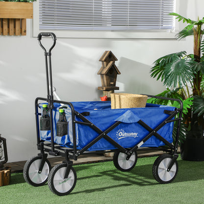 Handkar – Transportwagen – Bolderkar – Opvouwbare Kar – Trolley – Donkerblauw – Draagvermogen 68 kg – Verstelbare Handgreep en Remmen