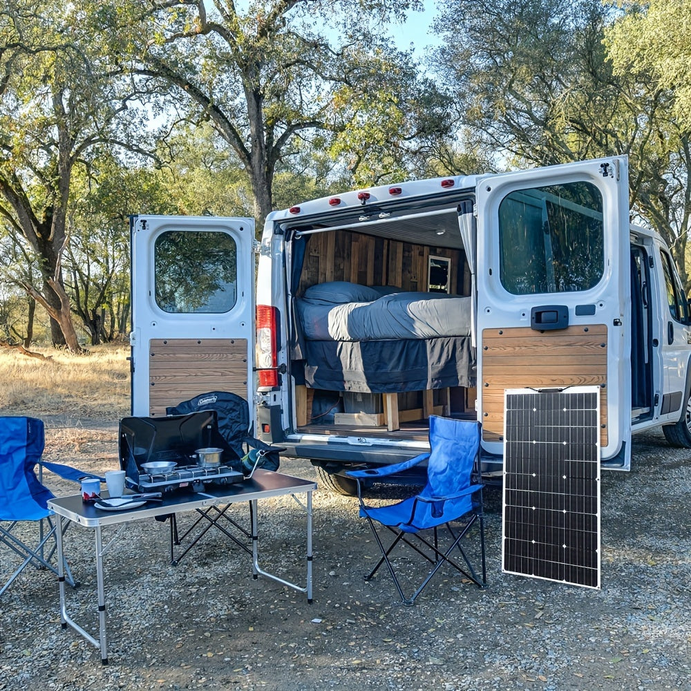 200W Flexible Solar Panel Kit 2X100 Watt 12 Volt Monocrystalline Off-Grid System And 20A Controller Kit PV Battery Charging for Home RV Boat Trailer Outdoor Camping (White Panel)