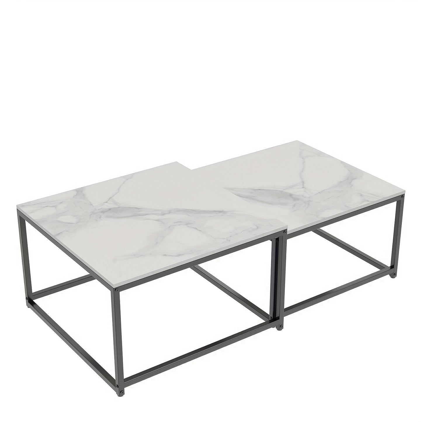 Salontafel – Salontafels – Bijzettafel – Koffietafel – Woonkamertafel – Modern Design – Sintered Stone Tafelblad – Set Van 2 (65x65x40 & 60x60x34 cm)