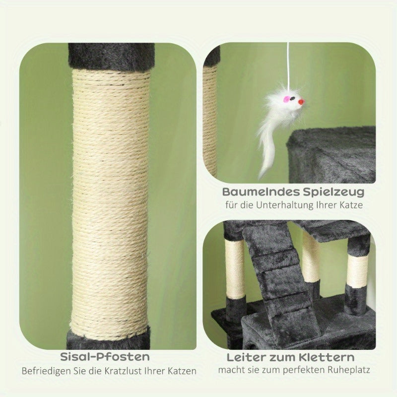 Katentoren XXL – Krabpaal – Kattenhuis – Klimmeubel – Katmeubel – Extra Groot 50x50x170 cm – Stevige Constructie & Ruimtelijk Design