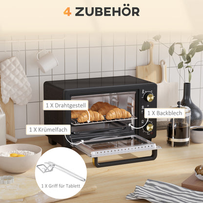 Mini Oven – Toaster Oven – Bakoven – Broodrooster – Grill Oven – Zwart – Compact Formaat – Timer Met Automatische Uitschakeling