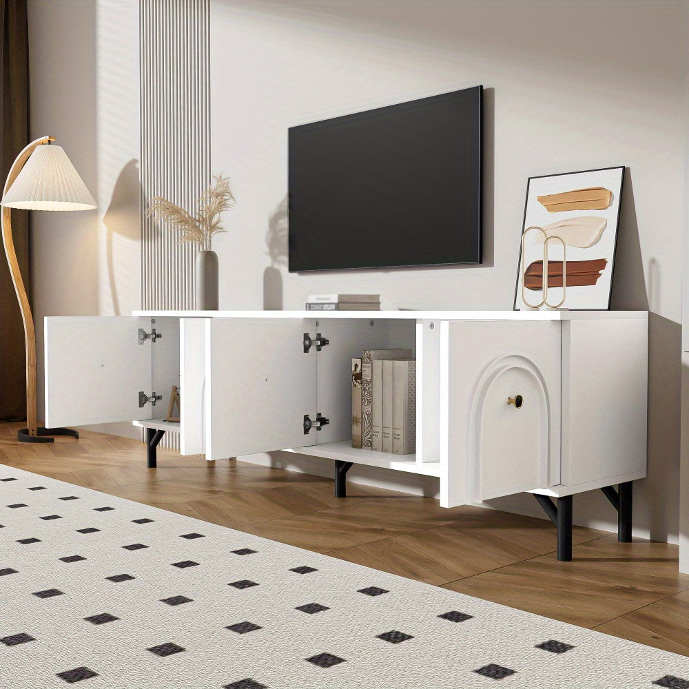 TV Meubel – TV Kast – Tv Meubel Modern – Tv Dressoir – Tv Meubel Wit – 160 cm Breed – Soft Close Deuren
