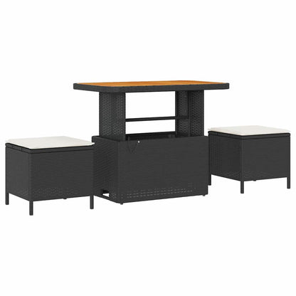 Tuinset – Loungeset – Zitgroep – Tuinmeubelen – Buitenmeubels – Poly Rattan – 6 Personen – Weerbestendig Met Kussens - Zwart/Cremewit