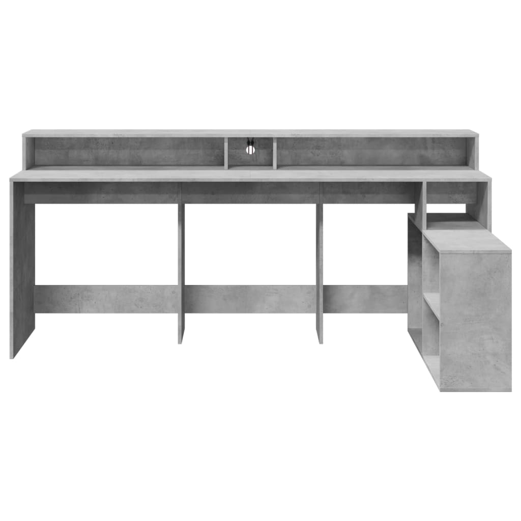 Bureau – Werkplek Desk – Laptoptafel – Computertafel – Schrijftafel – Betongrijs – RGB LED Verlichting – Duurzaam Behandeld Hout