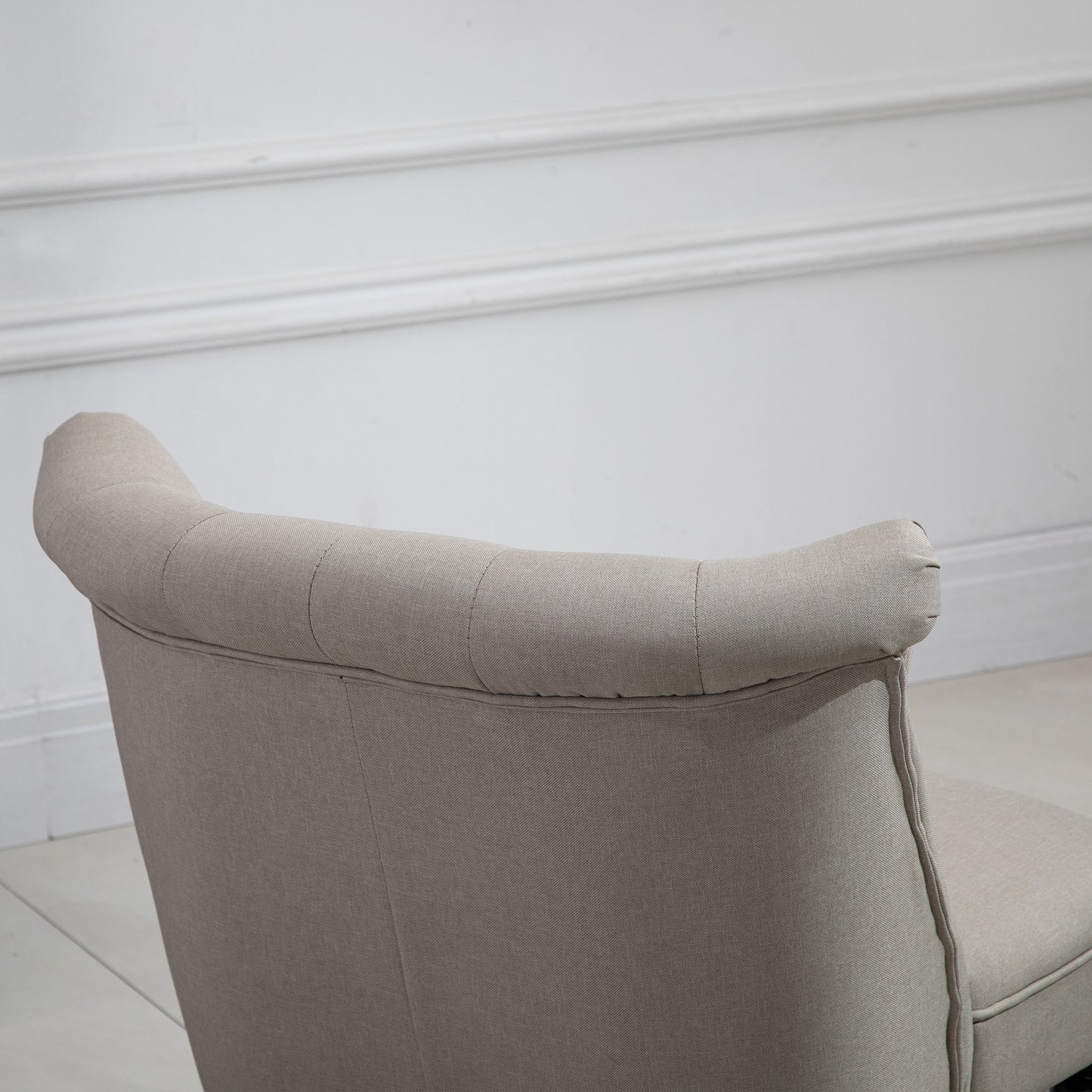 Vintage Relaxfauteuil – Relaxstoel – Lounge Chair – Eetkamerstoel – Comfortfauteuil – Linnen Bekleding – Houten Frame – Beige Zwart – 67x67x78 cm – Comfortabel & Duurzaam