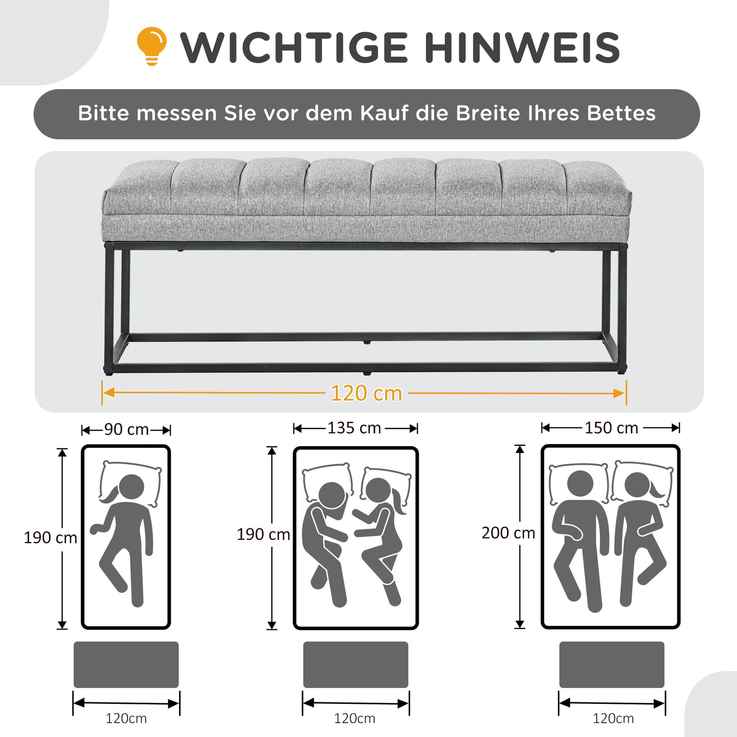 Opbergbank – Opbergkist – Zitbank – Schoenenbank – Lichtgrijs Linnen-Look – Draagkracht 200 Kg – Compact 120x44x45,5 Cm
