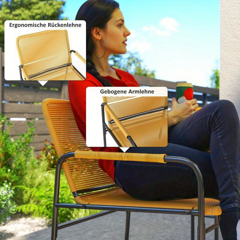 Rattan Pubset – Tuinset – Balkonmeubilair – Buitenmeubilair – Bistroset – Comfortabele Polyester Kussens – Weerbestendig Kunststof Rattan