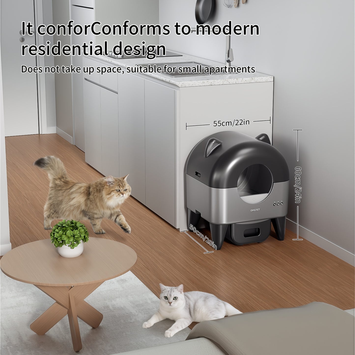 Automatische Kattenbak – Zelfreinigende Kattenbak – Slimme Kattenbak – Meerkattenbak – Ovale Kattenbak – Extra Groot Ovaal Design – USB Aangedreven Met Geurfilter