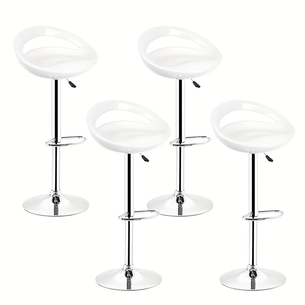Barstoel – Barkruk – Barkruk – Keukenstoel – Bistrostoel – Verstelbaar 60-80 cm – Draaibaar Met Voetsteun – Set Van 4 Wit ABS – Stapelbaar & Onderhoudsvriendelijk