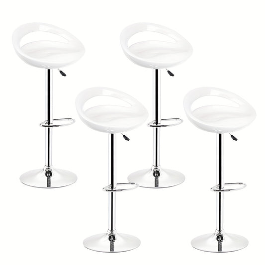 Barstoel – Barkruk – Barkruk – Keukenstoel – Bistrostoel – Verstelbaar 60-80 cm – Draaibaar Met Voetsteun – Set Van 4 Wit ABS – Stapelbaar & Onderhoudsvriendelijk