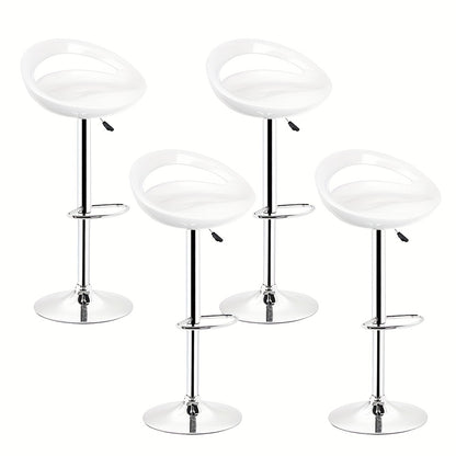 4pcs ABS Bar Stools with Footrest, Commercial Grade Heavy Duty Bar Stools, Height Adjustable 60-80cm, Modern Swivel Bar Stools for Coffee Shop/Bar/Restaurant/Office (White), Bar Stools for Kitchen Island, Stackable Stools, Ba