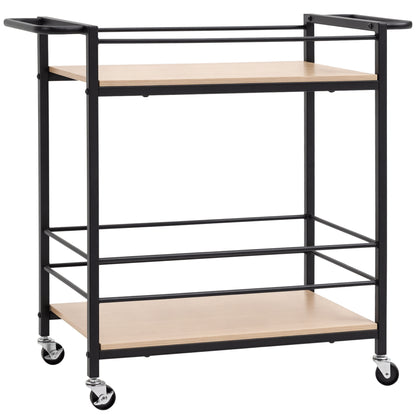 Keukenwagen – Serveerwagen – Keukentrolley – Opbergwagen – Werkwagen – Naturel Houtvariant – Stevig Staalframe – Compact 82x40x75 cm