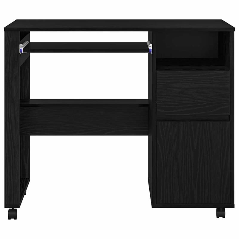 Modern Oak Rolling Desk with Spacious Storage - Heavy-Duty Treated Wood Mobile Office Furniture, Easy-Rolling Cabinet Suitable for Office & Small Spaces, Easy Assembly