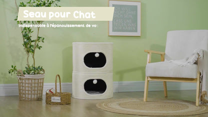 Kattenhut – Kattenhuis – Kattenkooi – Krabton – Kattenhuisje – Modulaire Ontwerp – Sisal Krabvlak – 3 Niveaus – Creme Wit