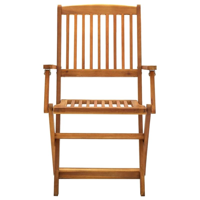 Foldable garden chairs 2pcs of solid wood acacia Add a touch of rustic charm to your dining room, garden, or terrace with this wooden garden chair! If you're looking for durable garden furniture, this is the ideal choice. It'