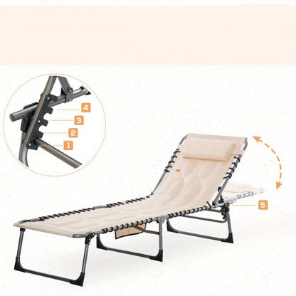 Opvouwbare Tuinstoel – Klapstoel – Loungestoel – Buitenkamerstoel – Balkonstoel – Verstelbare Rugleuning – Metalen Frame