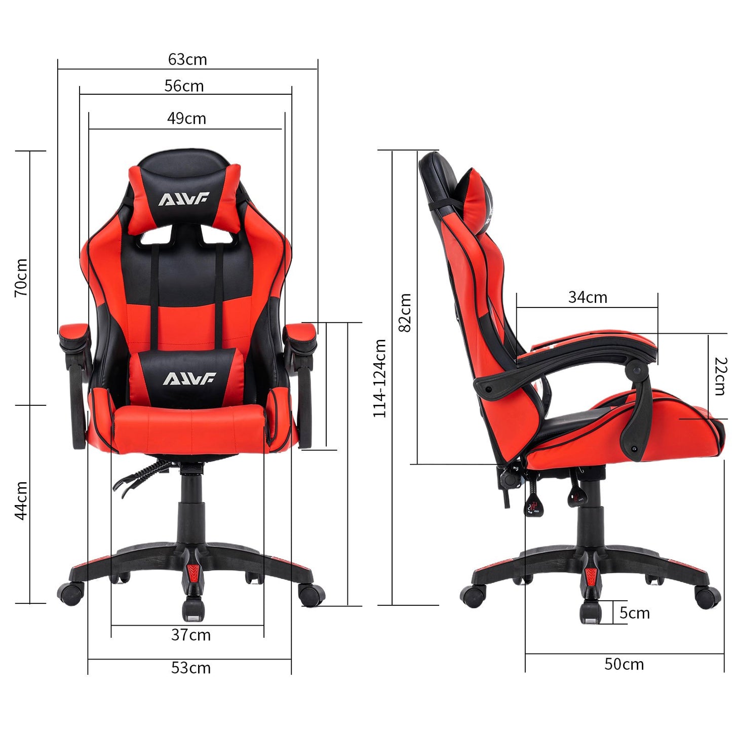 Gamingstoel – Gamestoel – Gaming Chair – Game Stoel – Bureaustoel – Ergonomisch Ontwerp – Verstelbare Hoogte & Kantelfunctie – Rood/Zwart