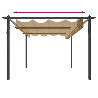 Tuinpaviljoen – Tuinoverkapping – Pergola – Tuinkamer – Prieel – Taupe 4x3x2,2m – Stalen Frame – Inklapbaar UV- en Waterbestendig Dak