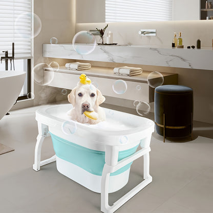 Foldable Dog Bathtub 51x75x43cm | Portable Pet Grooming Tub with Drain Plug, No Assembly Required, Space-Saving Design | Suitable for Home, Travel, Small Spaces