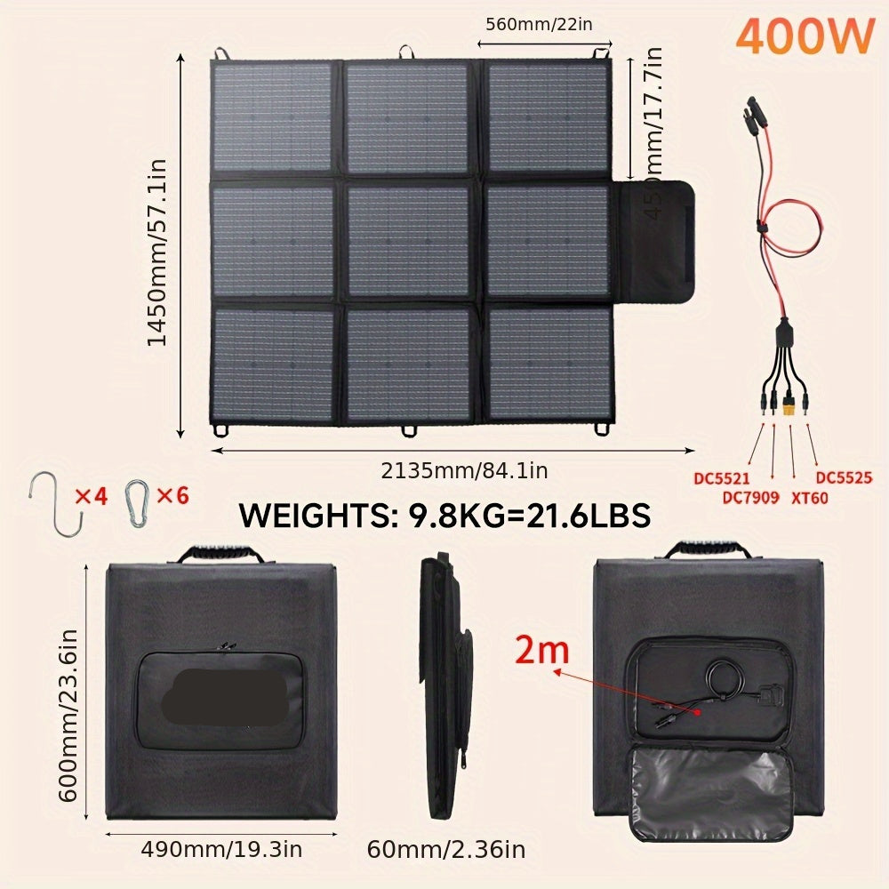 Opvouwbaar Zonnepaneel – Draagbaar Zonnelader – Mobiel Paneel – Camping Zonnepaneel – 400W Vermogen – Monokristallijn – Compact Ontwerp