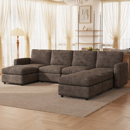 Modulaire Bank – Hoekbank – Zitzetel – Slaapbank – Chaise Longue – Grijs – Opbergruimte – Verstelbare Opstelling – Comfortabele Grote Zitplaats – Eenvoudige Montage