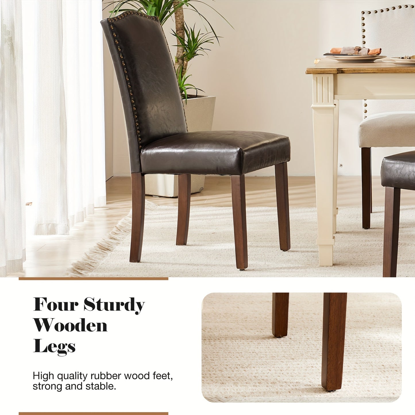 Eetkamerstoelen – Keukenstoelen – Kuipstoelen – Stoffen Stoelen – Houten Poten – Set van 2 – Comfortabele Zitting – Nagelrandafwerking
