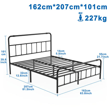 Bedframe – Metalen Bedframe – Tweepersoonsbed – Bedbodem – Slaapkamerbed – 160x200 cm – Stevig Metalen Frame – Inclusief Lattenbodem