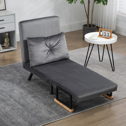 Relaxfauteuil – Relaxstoel – Recliner – Leesstoel – Lounge Chair – Donkergrijs – Scandinavisch Design – Verstelbare Rugleuning – Kussen Met Button Tufting
