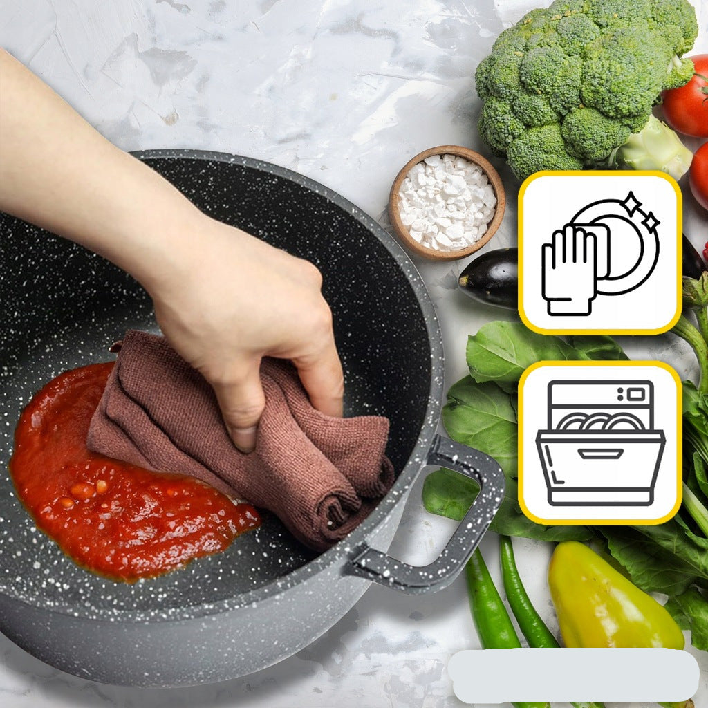 Pannenset – Kookpotten – Kookpannen – Inductiepannen – Braadpannen – 12-delige Set – Marmercoating – Geschikt Voor Alle Kookplaten