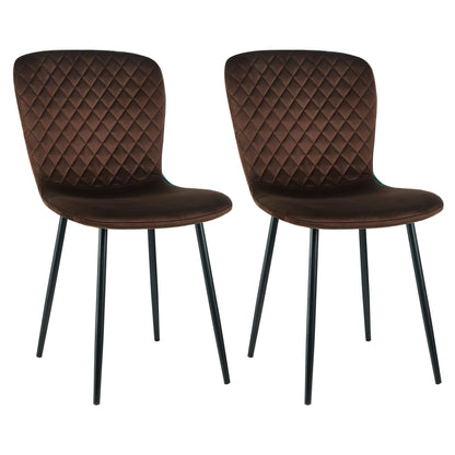 Eetkamerstoelen – Stoelen – Velvet Stoelen – Bureaustoelen – Design Stoelen – Set Van 2 Bruin – Met Metalen Frame – Zacht Velvet Bekleed – 86x58x45 cm – Comfortabel En Stevig