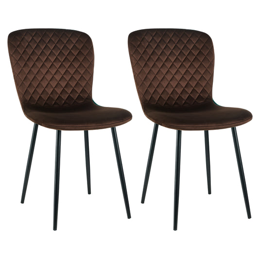 Eetkamerstoelen – Stoelen – Velvet Stoelen – Bureaustoelen – Design Stoelen – Set Van 2 Bruin – Met Metalen Frame – Zacht Velvet Bekleed – 86x58x45 cm – Comfortabel En Stevig
