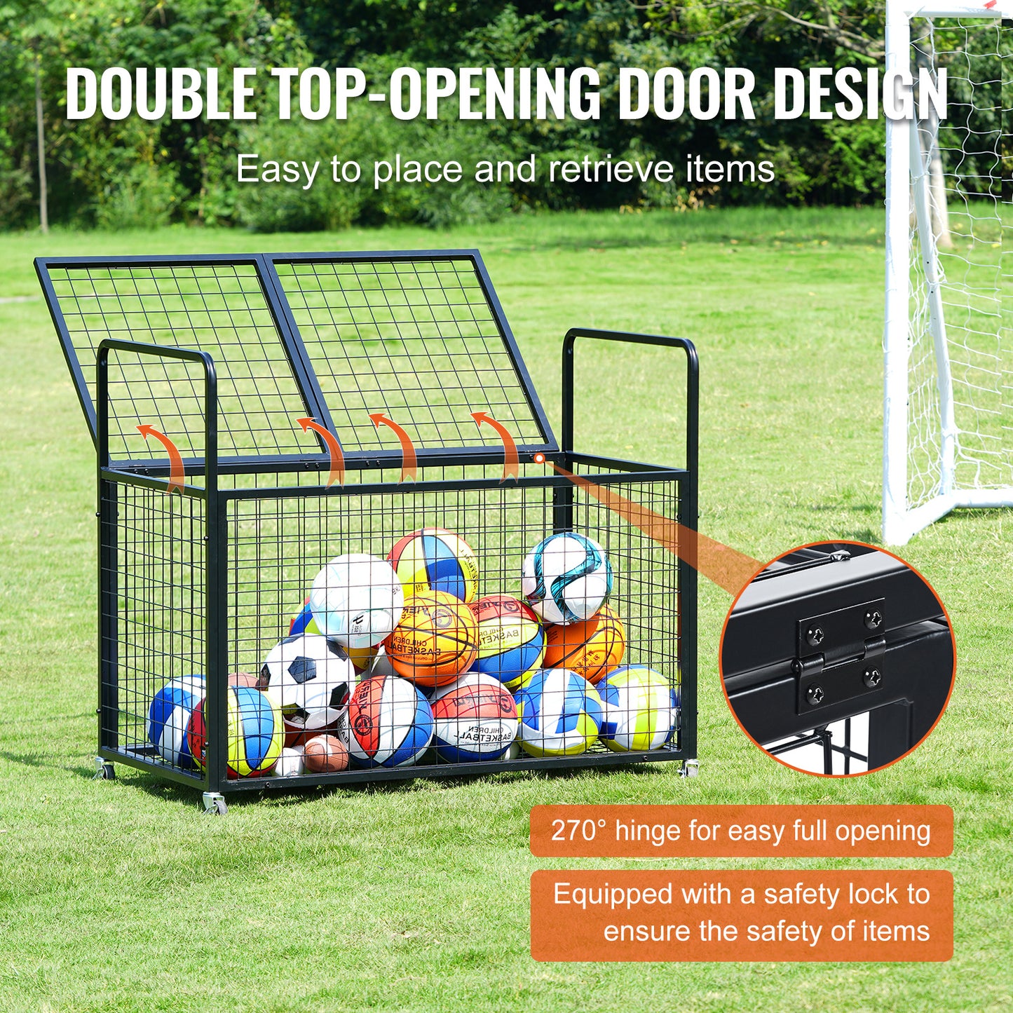 Sportballenwagen – Sportballenkar – Ballenrek – Bolderwagen – Ballenwagen – Verrijdbaar En Stapelbaar – Robuust Gepoedercoat Staal