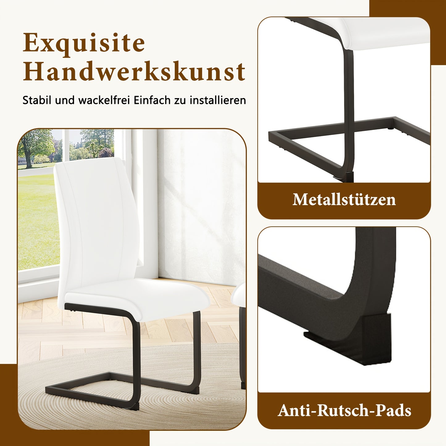 Two-piece PU Dining Chair Set: Black Metal Chair Legs, Ergonomic Design, Combining Comfort And Aesthetics.