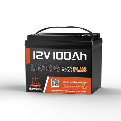 Humsienk 12V 100Ah MAX LiFePO4 Li-Ion Battery - 15000+ Cycles, 10 Years Life, Compatible With Solar Charging For RV, Camping, Solar Storage And Backup Power, Rechargeable Li-Ion Battery, Rv Power Supply