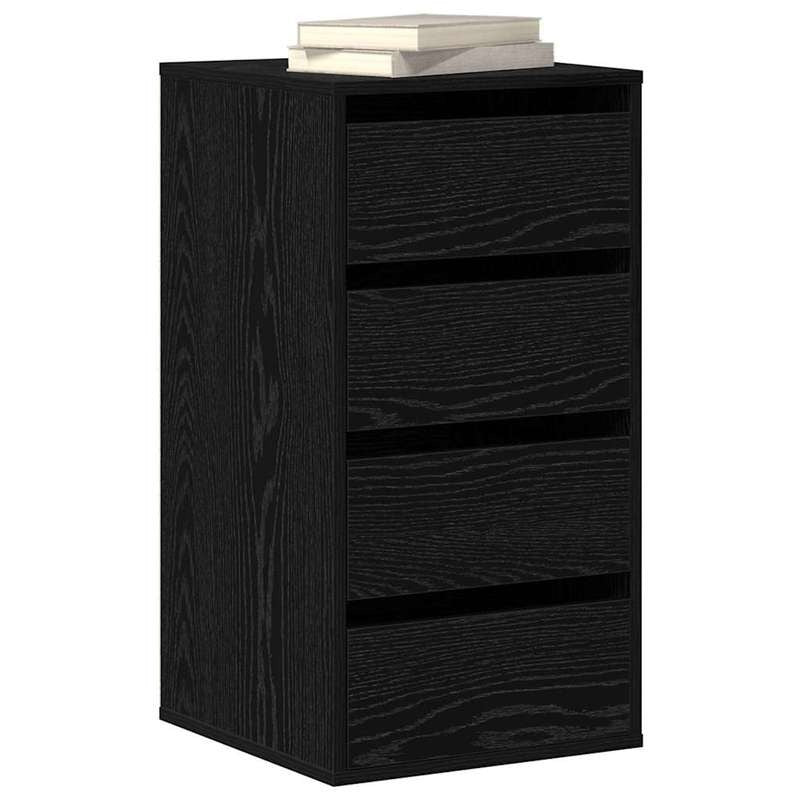 Modern Minimalist Black Oak Wood Storage Cabinet with Lockable Drawers - 40x41x76cm Heavy-Duty Floor-Standing Organizer, Multi-Drawer Chest for Bedroom, Living Room & Office, Easy Assembly, Space-Saving Design, Durable Wood C