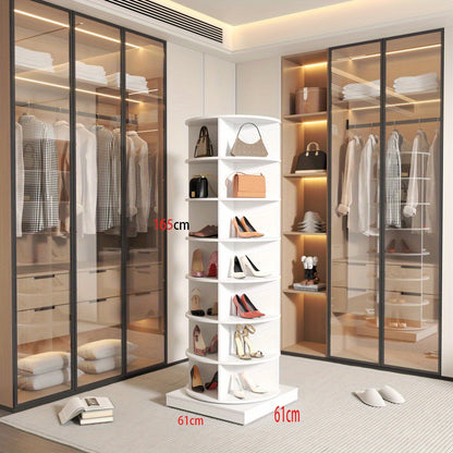 360° Rotating Shoe Cabinet with 7-Tier Shelves - White Modern Space-Saving Design, Holds Up to 28 Shoes, Durable Floor-Standing Storage Organizer for Entryway, Closet, Living Room, Shoe Storage Organizer, Closet Organization