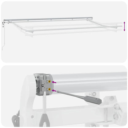 Inklapbaar Zonnescherm – Zonnescherm Terras – Schaduwdoek Tuin – Buitenzonwering – Metalen Frame – 4x2 Meter – Weerbestendig – Makkelijk Montuurbaar - Wit
