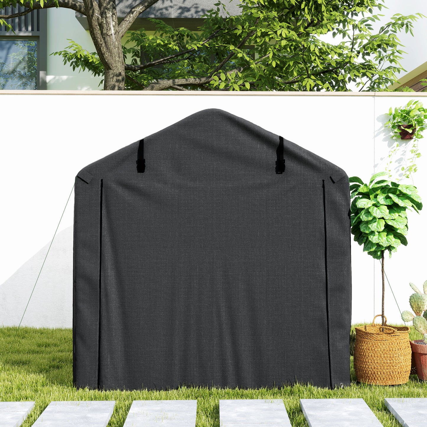 Garagecaravanhoes – Opbergtent – Beschermhoes – Stallingstent – Afdekhoes – Waterdicht – UV-bestendig – 220x157x165 cm – Met Ritsdeur