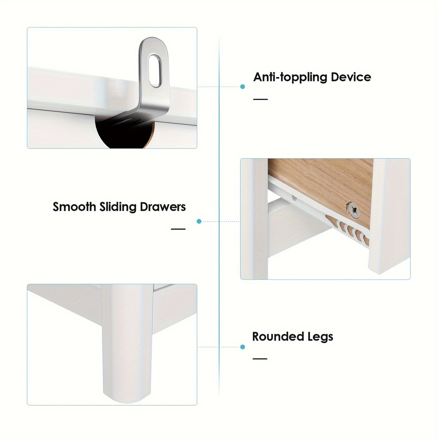 Kealive Modern White 5-Drawer Tall Dresser with Rounded Legs - Freestanding Storage Cabinet with Spacious Drawers, Easy Assembly, Glossy Painted Finish, Space-Saving Design for Bedroom, Living Room, Hallway - Sturdy Modern Fu
