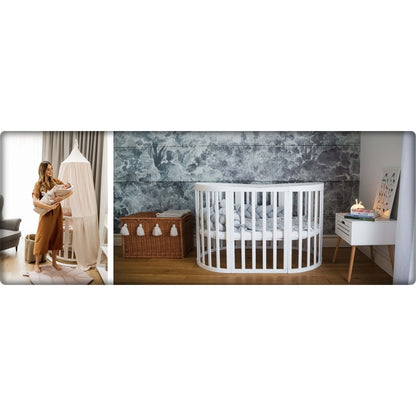 Oval Kinderbed – Babybed – Peuterbed – Wieg – Kinderledikant – 7-in-1 Multifunctioneel – Duurzaam Beukenhout Met Natuurlijke Olie