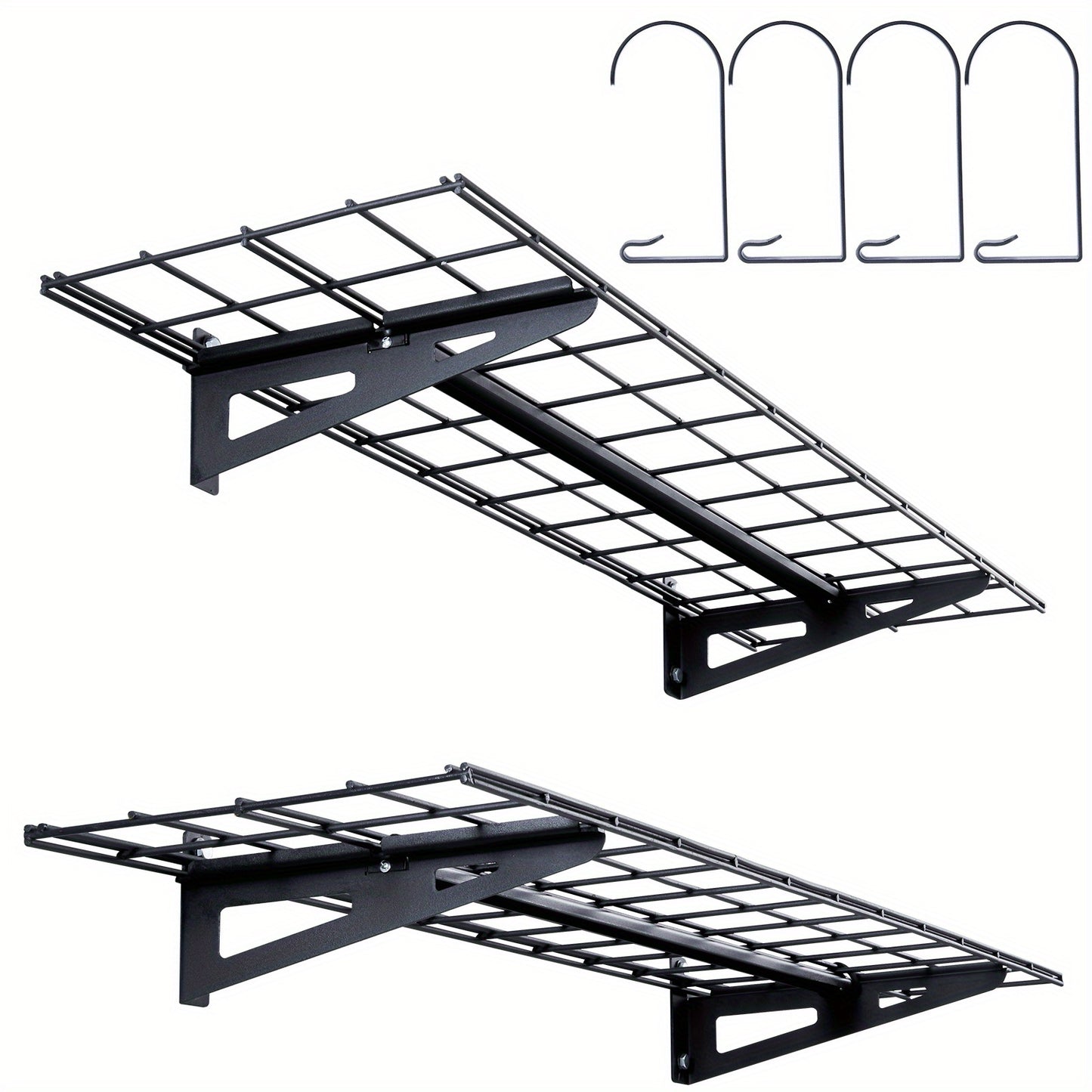 Wandplankset Garage – Wandplanken – Opbergrek – Muurplanken – Stellingkasten – 2 Stuks 182,88x30.48 cm – Draagvermogen 90.72 kg – Staal Met Metaallegering