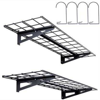 Wandplankset Garage – Wandplanken – Opbergrek – Muurplanken – Stellingkasten – 2 Stuks 182,88x30.48 cm – Draagvermogen 90.72 kg – Staal Met Metaallegering