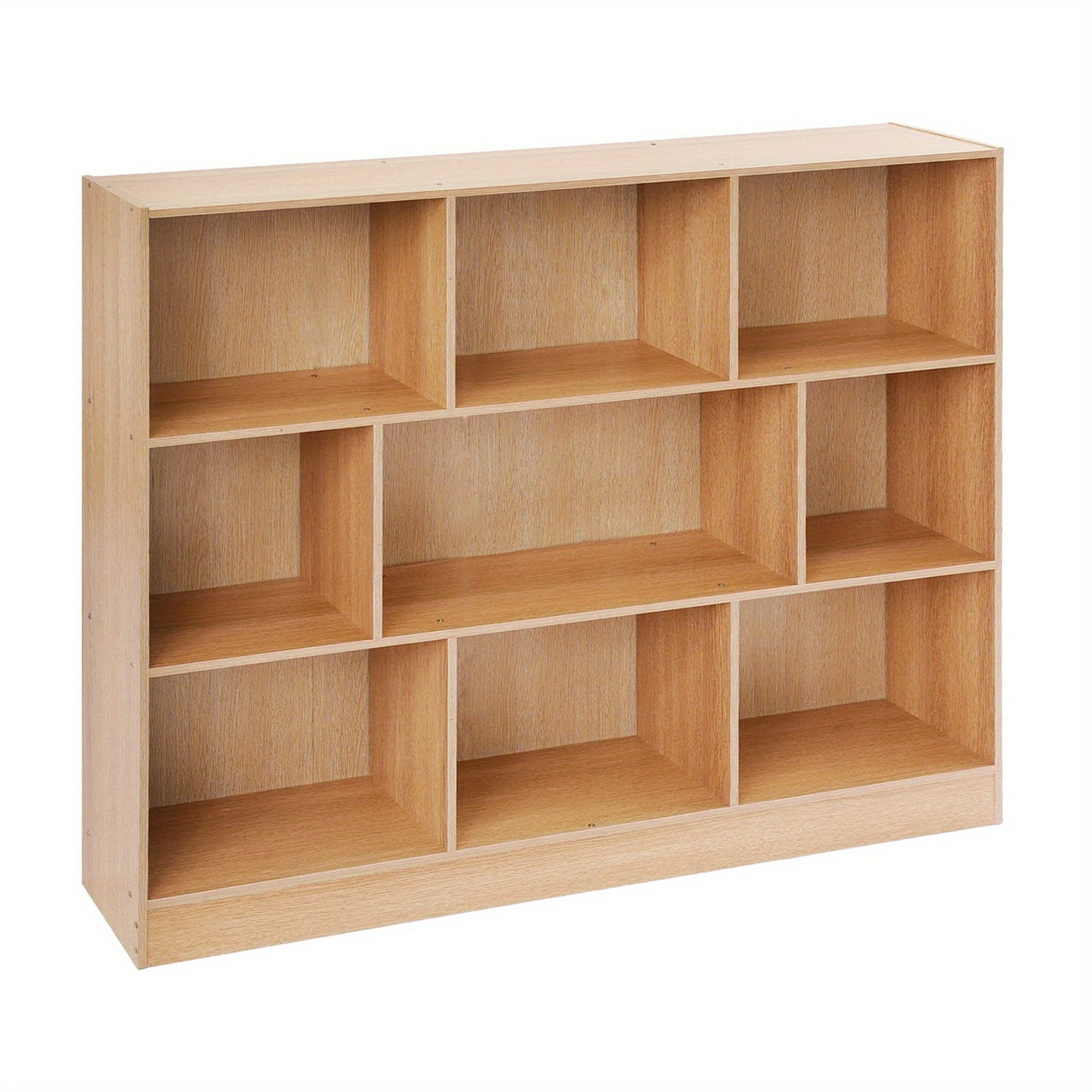 Boekenkast – Boekplank – Open Kast – Stelling – Opbergkast – Modern Eiken – 9 Vakjes – 120 cm Breed – Stevig Houten Ontwerp